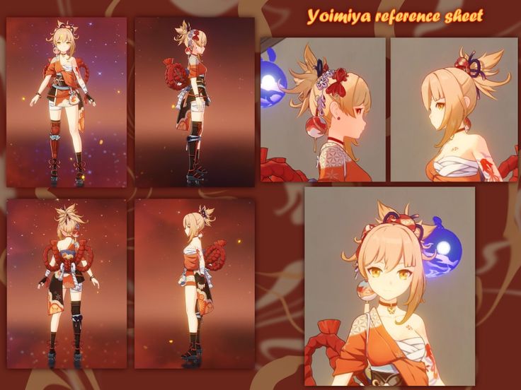 an anime character is shown in several different poses