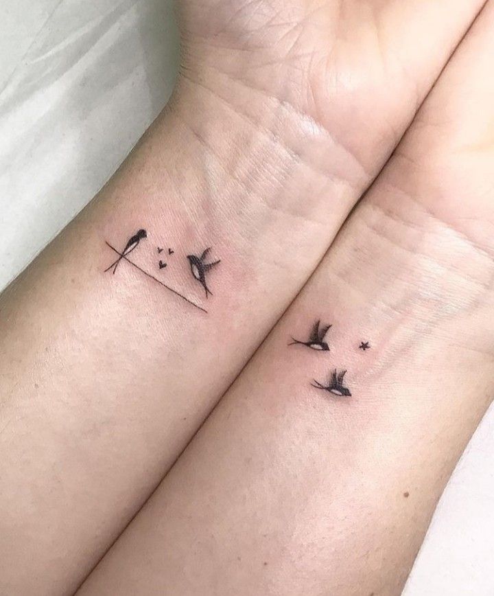 two small birds on their wrist tattoos