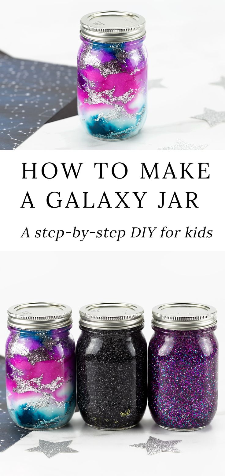 how to make a galaxy jar for kids with mason jars and glitters in them