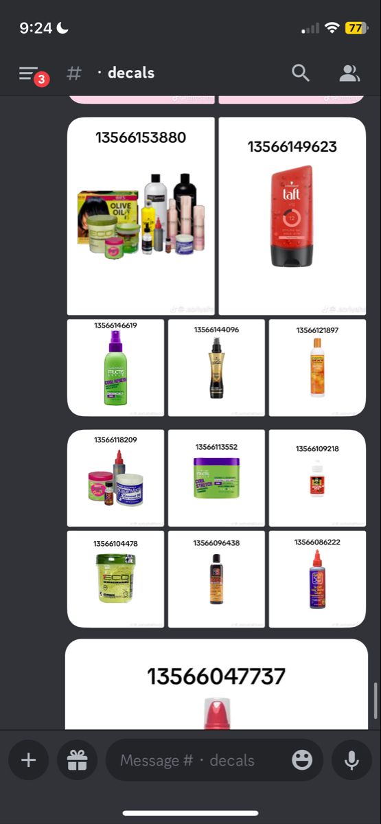 the screenshot shows different types of products for sale on an iphone screen, including bottles and