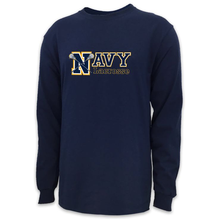 GO NAVY!! Your Navy sports collection won't truly be complete until you add this great Navy Lacrosse Sport Long Sleeve T! 90% Cotton/ 10% Polyester Unisex fit Front print design Lacrosse Gear, Sport Long Sleeve, Go Navy, T 90, Sport Quotes Motivational, Sports Signs, Sports Coach, Sport Inspiration, Nfl Shirts