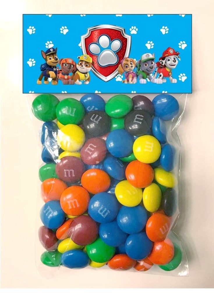 a bag of paw patrol gummy balls