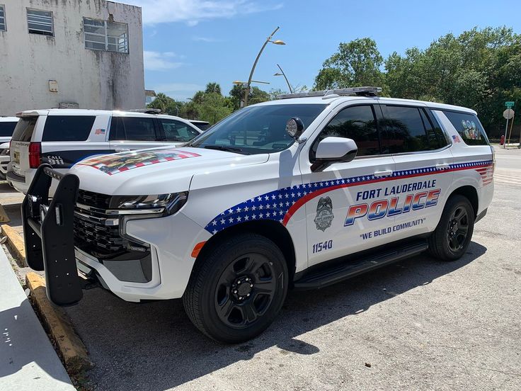 a police vehicle parked on the side of the road