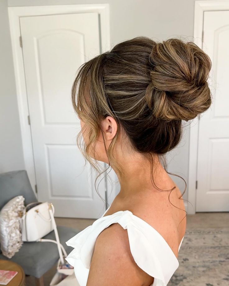 A romantic high bun moment for someone super special… our very own LbL team member Savannah! 🥰 I’m so very honored to do your wedding day hair and cannot wait for your big day! 🤗🤍🩷🤍 Brides- like and SAVE for inspo! . #highbun #charlotteweddinghairstylist #bridalhairstyling #updohairstyles #romantichair Higher Bun Wedding, Bridesmaid Hairstyles Bun Braid, High Bun Homecoming Hairstyles, Bride High Bun With Veil, Medium High Bun, High Updos For Wedding, Bride High Bun Hairstyles, High Ponytail Hairstyles For Wedding, Mid Bun Wedding Hair