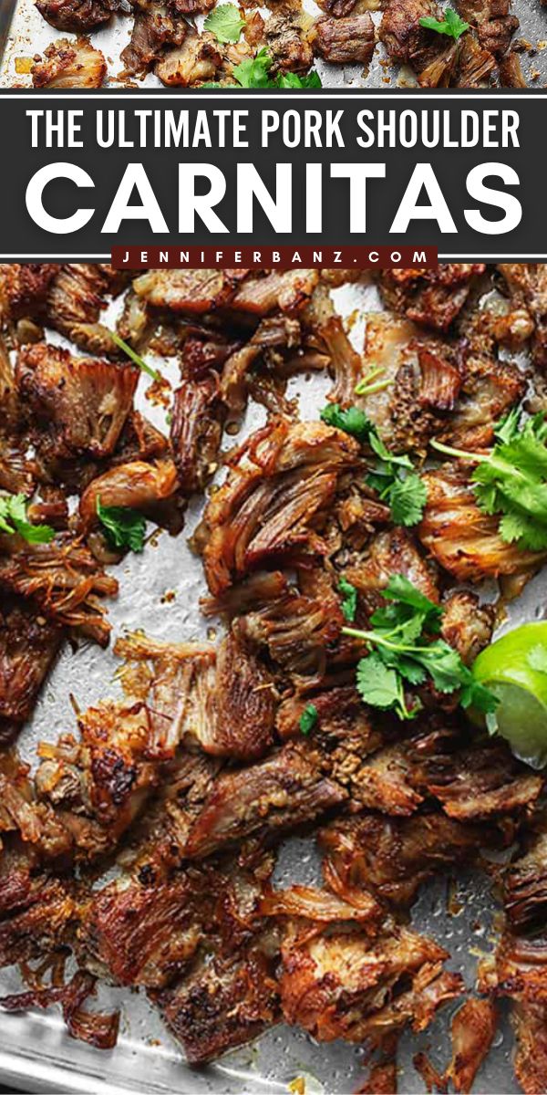 Something delicious for your Cinco de Mayo dinner party? This easy Carnitas Recipe is an amazingly juicy braised pork shoulder that's cooked until it's fall-apart tender, and shredded with spices. Can be cooked in an instant pot, slow cooker, or oven. Try it! Authentic Carnitas Recipe Crockpot, Slow Cooker Pork Shoulder Carnitas, Latin Pork Shoulder Recipes, Mexican Pork Butts In The Crock Pot, Crockpot Recipes Pork Shoulder, Insta Pot Pork Shoulder Recipes, Pork Shoulder Roast Crock Pot Mexican, Small Pork Shoulder Recipes, Slow Cook Pork Shoulder Crock Pots