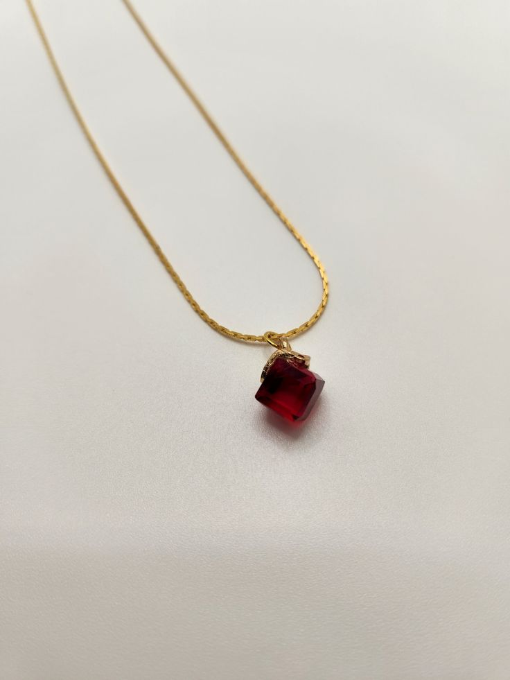 This elegant necklace has a striking color that allows it to be worn in multiple occasions. The necklace is on a 16 inch chain. Interesting Necklaces, Red Pendant Necklace, Mint Jewelry, Red Pendant, Tiara Ring, Norfolk Va, Red Pendants, Ruby Necklace, Elegant Necklace