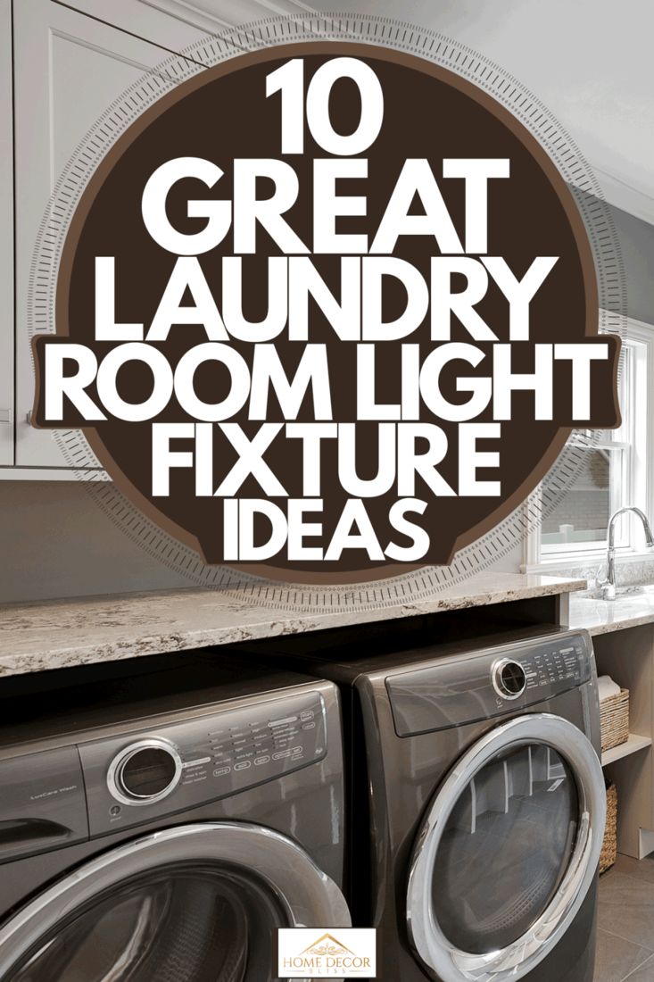 the words 10 great laundry room light fixture ideas are in front of a washer and dryer