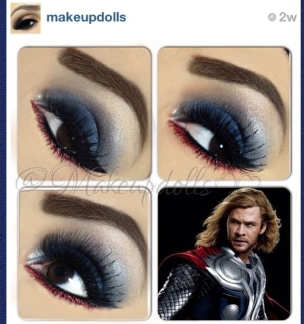 "Thor" makeup inspired by @makeupdolls, #falseeyelashes style #NTR09 is being used. Thor Makeup, Superhero Makeup, Halloween Fantasia, Thor Costume, Marvel Fashion, Female Thor, Dance Hair, Makeup Inspired, Eye Makeup Looks