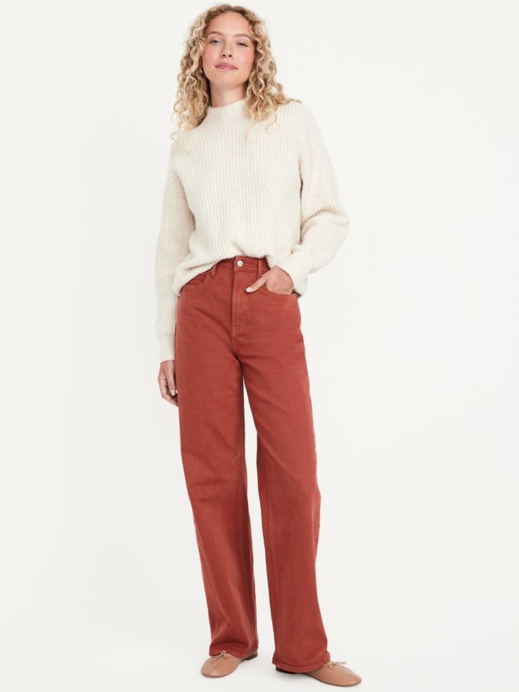 Extra High-Waisted Sky-Hi Wide-Leg Jeans | Old Navy Womens Fall Pants, Colored Pants Outfits, Fall Session, Color Pants, Fall Pants, Pants Outfits, Stylish Pants, High Waisted Mom Jeans, Trendy Fall Outfits