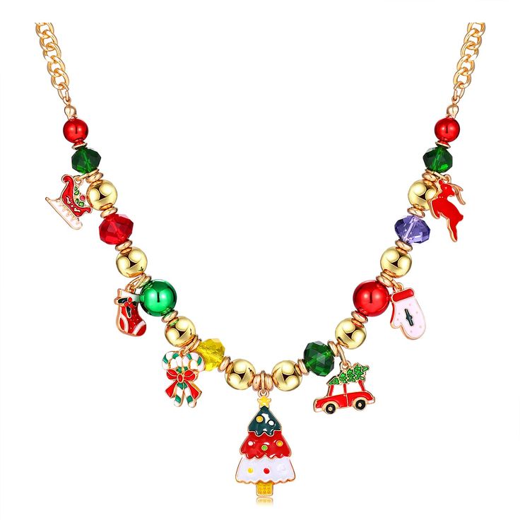 PRICES MAY VARY. ❉ Christmas Theme: Our festive necklace featuring Xmas Tree pendants with candy cane reindeer boot charms and green/red beads decoration, perfect for Christmas accessorizing ❉ Fun Cute & Festive: These cute Christmas necklaces are great ornaments to wear on holiday parties and family gatherings, making you gorgeous and charming ❉ Intended Use: Christmas, Wedding, Birthday, Party, Prom, Anniversary, Valentines-day, Casual Wear, Thanksgiving-day. Length: 18.5” + 3.0”(extension), W Christmas Necklaces, Present Bow, Boot Charms, Candy Cane Reindeer, Festival Necklace, Bow Pendant, Lululemon Headbands, Christmas Necklace, Presents For Women