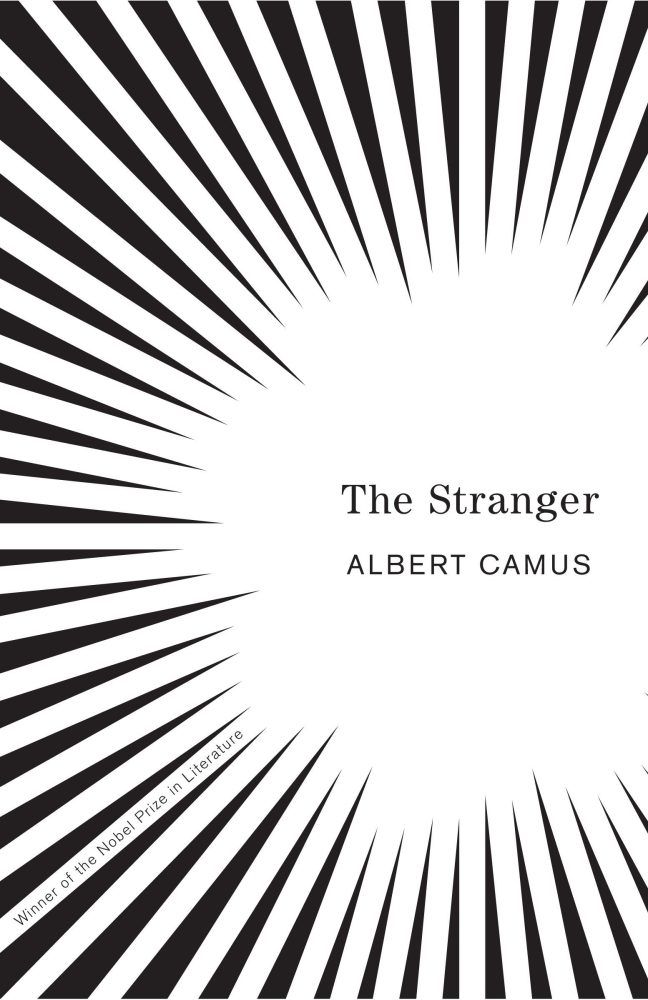 an abstract black and white background with the words, the strange albert camus