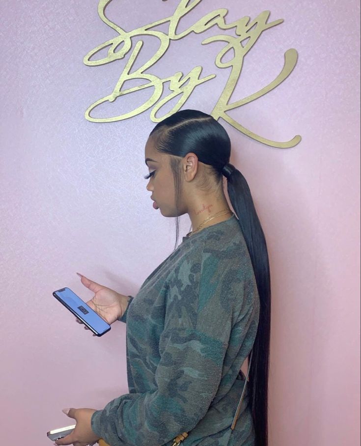 Braided Ponytail Weave, Ponytail Weave, Black Hair Inspiration, Slick Ponytail, Slicked Back Ponytail, Sleek Ponytail Hairstyles, Cute Ponytails, Black Ponytail Hairstyles, Quick Natural Hair Styles