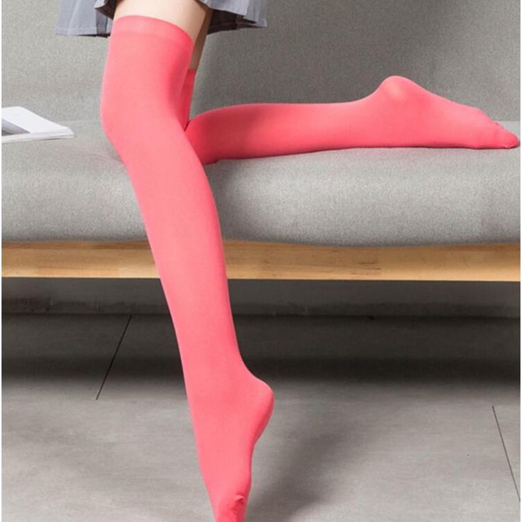 Watermelon Pink Thigh High Socks Nwt Pink Stretch Thigh-high Stockings, Pink Stretch Thigh High Legwear, Pink Stretch Thigh-high Legwear, Pink Fitted Thigh-high Legwear, Pink Fitted Footless Stockings, Fitted Footless Pink Stockings, Pink Footless Stockings, Pink Tight Thigh High Stockings, Fitted Trendy Red Knee-high Socks