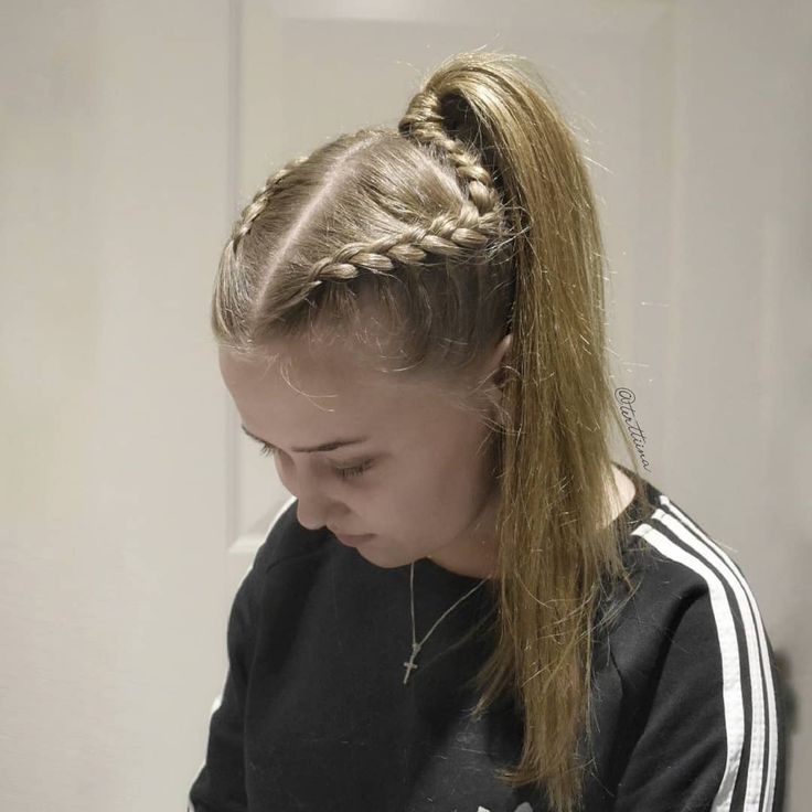 Dutch braids into a high ponytail! Two Dutch Braids Into High Ponytail, Braids Into High Ponytail, Dutch Braids Into Ponytail, Double Dutch Braid Ponytail, Braid Ponytail Tutorial, Dutch Braid Ponytail Tutorial, Braids Into Ponytail, Boxer Braids Hairstyles, Short Bob Braids