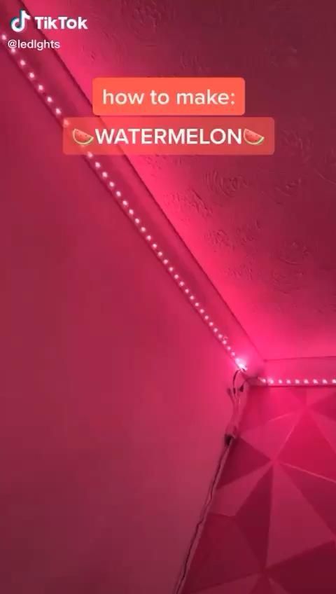 a pink room with the words how to make watermelon written on the ceiling