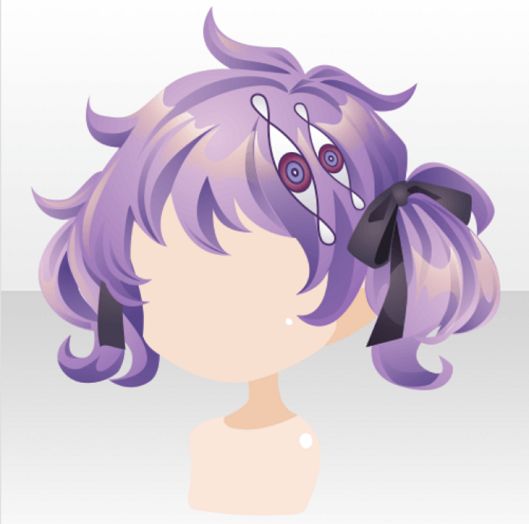 an anime character with purple hair and big eyes