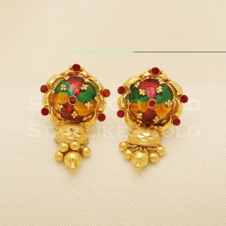 Elevate your style with these beautifully handcrafted gold earrings. Featuring a classic design and a comfortable fit, they add a refined touch to any look. Ideal for everyday wear or special occasions, they bring a subtle yet sophisticated sparkle. 18K Gold Stud Earrings Metal is Real Gold Purity is 18kt Weight is 3.71 grams approx Max Length is 2.4 cm approx Max width is 1.5 cm approx ,  The Earrings comes with normal backs if you need gold screw please contact Please feel free to ask if you h Classic 22k Gold Hallmarked Earrings, Classic Hallmarked 22k Gold Earrings, Classic Gold Plated Earrings With Elegant Design, Classic Gold-plated Earrings With Elegant Design, Gold-plated Yellow Gold Earrings, 22k Yellow Gold Earrings For Anniversary, Classic 22k Gold Earrings For Formal Occasions, Hallmarked 22k Gold Round Earrings, Classic 22k Gold Earrings