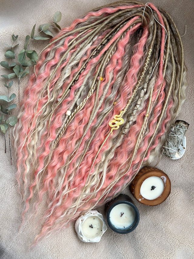 FoksasDreads - Etsy Dready Waves, Natural Looking Blonde, Synthetic Dreads Hairstyles, Locs Ideas, Colored Dreads, Handmade Dreadlocks, Braiding Hair Colors, Blonde Dreadlocks, Dreadlocks Extensions