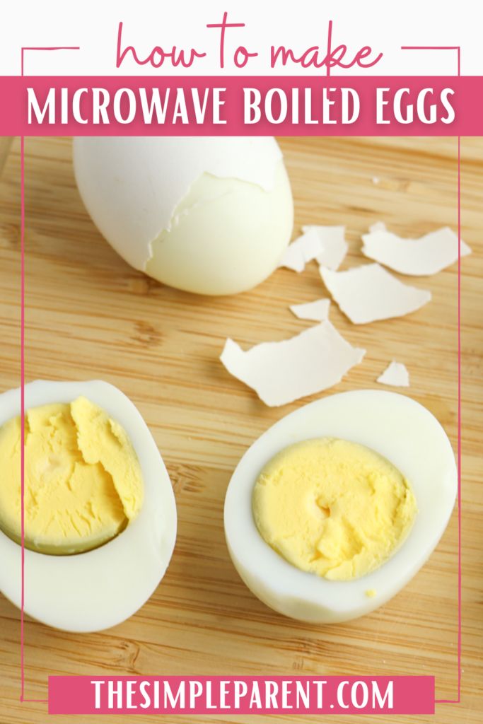 how to make microwave boiled eggs in the shape of an egg shell with text overlay