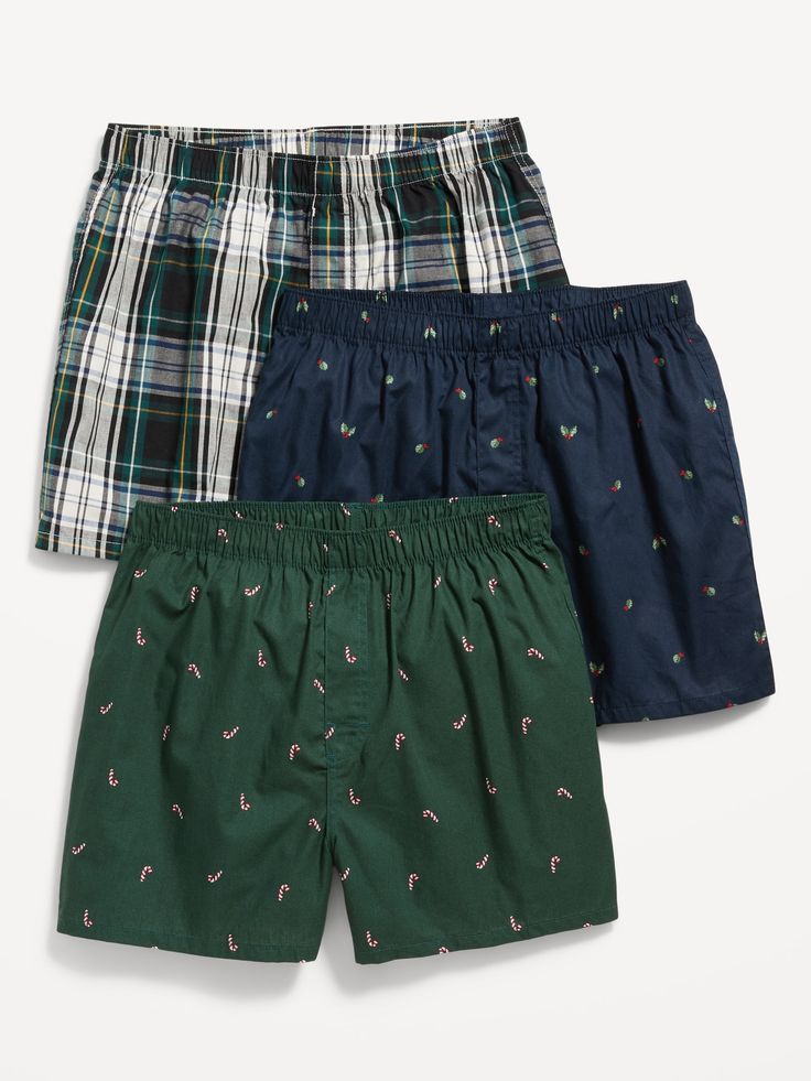 Pack includes 3 pairs of boxer shorts, each in a different color, print or pattern.  Elasticized waistband.  Fly front.  Soft-washed 100% cotton poplin for the ultimate soft underwear.  We put it through the wringer so you don't have to.  Sits at wai Casual Green Cotton Boxer Briefs, Casual Green Multi-pack Boxer Briefs, Green Casual Bottoms Multi-pack, Casual Green Bottoms Multi-pack, Casual Green Multi-pack Bottoms, Casual Multicolor Multi-pack Boxer Briefs, Mens Boxer Shorts Pattern, Boxers Outfit Female, Boxers Outfit