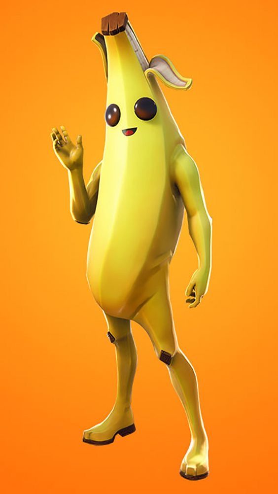 a cartoon banana is standing in front of an orange background