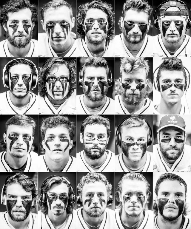 a series of black and white photos of men with different facial expressions on their faces