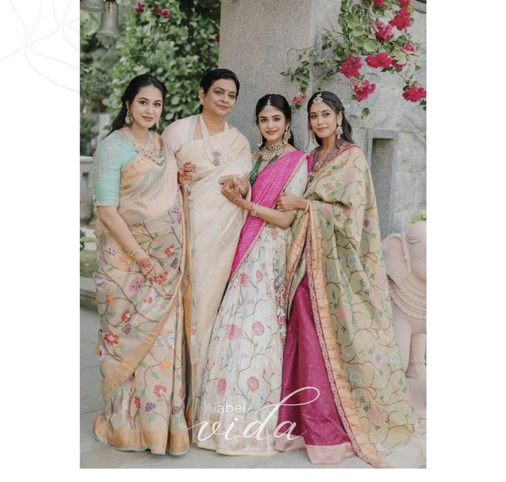 Mother And Daughter Outfits, Bride Saree, Daughter Outfits, Bridal Sarees South Indian, Half Saree Lehenga, Lehenga Designs Simple, Fashionable Saree Blouse Designs, Bride Photoshoot, Lovely Family