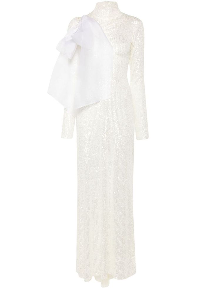 off-white sequin design semi-sheer construction ruched detailing draped detailing mock neck concealed rear zip fastening long sleeves elasticated waistband straight hem floor-length unlined Maxi Dress White, Sequin Design, City Dress, Sequin Fabric, Summer Beach Wear, White Maxi Dresses, Jacket Tops, Denim Dress, Mock Neck