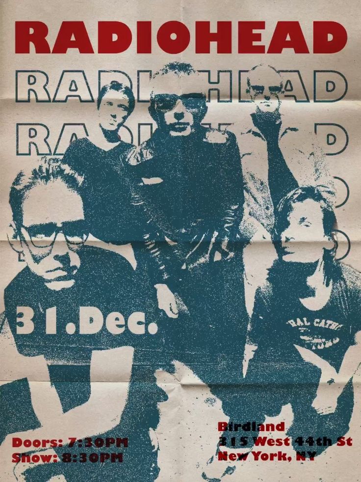 an old poster advertising radiohead