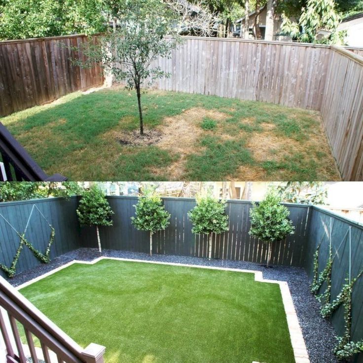 the backyard is clean and ready to be used as an outdoor space for people to play in