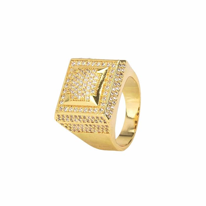 The Gold Square Paved Ring exudes elegance with its intricate design and shimmering allure. Crafted with precision and adorned with delicate pave-set stones, this exquisite piece effortlessly blends sophistication and timeless style, making it a stunning addition to any jewelry collection. Classic Crystal Ring With Diamond Accents In Open Style, Classic Crystal Ring With Diamond Accents Open Ring, Classic Open Ring Crystal Ring With Diamond Accents, Classic Open Crystal Ring With Diamond Accents, Elegant Silver Signet Ring With Pave Setting, Elegant Diamond Crystal Ring With Bling, Formal Crystal Ring With Sparkling Stones, Elegant Diamond Ring With Bling, Yellow Gold Rings With Sparkling Stones For Formal Occasions