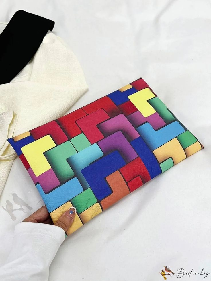 Bird in Bag - Geometric Pattern Envelope Bag Trendy Multicolor Clutch Bag, Trendy Multicolor Crossbody Clutch, Trendy Rectangular Shoulder Bag With Laptop Sleeve, Trendy Square Clutch For Daily Use, Trendy Envelope Bag For Office, Trendy Pouch Clutch For Office, Trendy Office Envelope Bag, Multicolor Rectangular Office Shoulder Bag, Modern Multicolor Clutch Bag