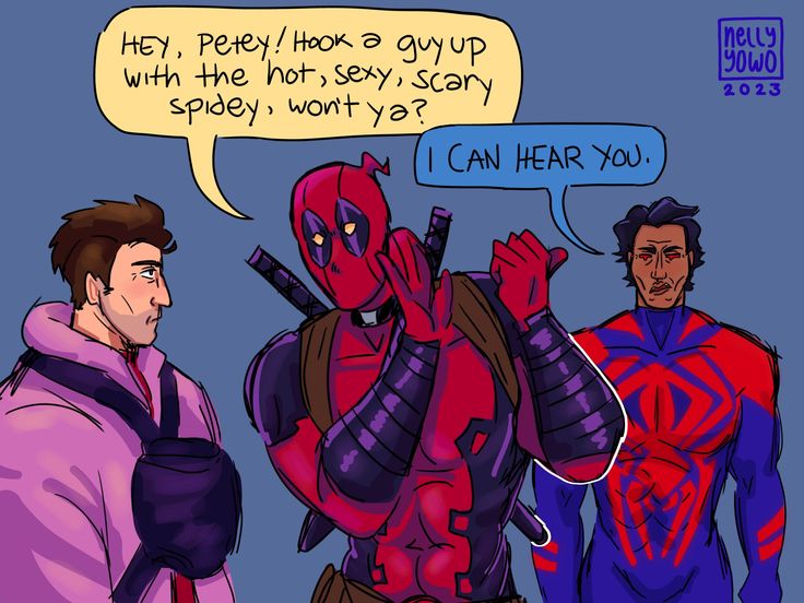 deadpool and spider - man talking to each other