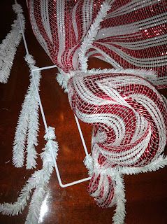 some red and white christmas decorations on a table