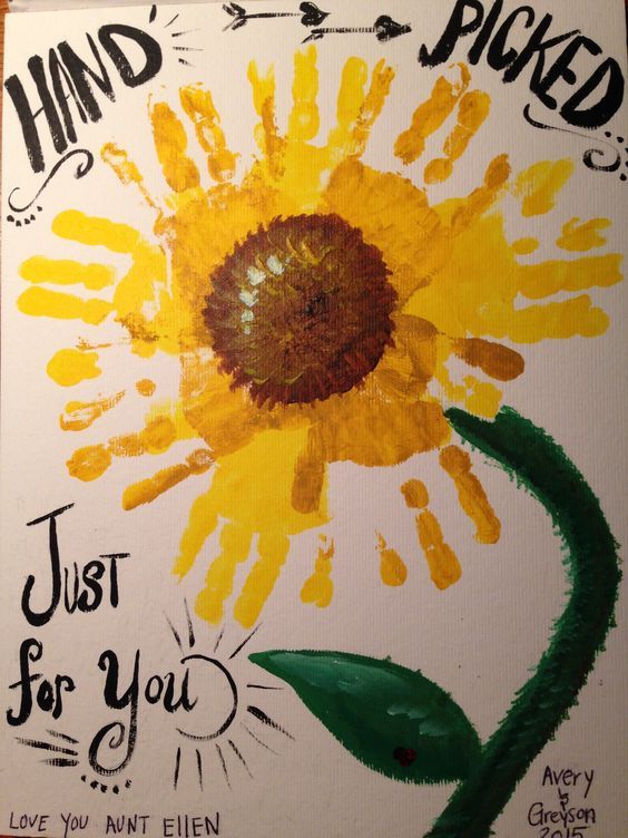 a painted sunflower with the words, hand picked just for you