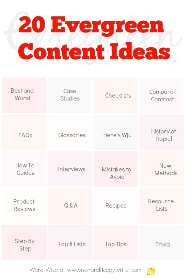 the 20 evergreen content ideas list for bloggers to use on their blog or website