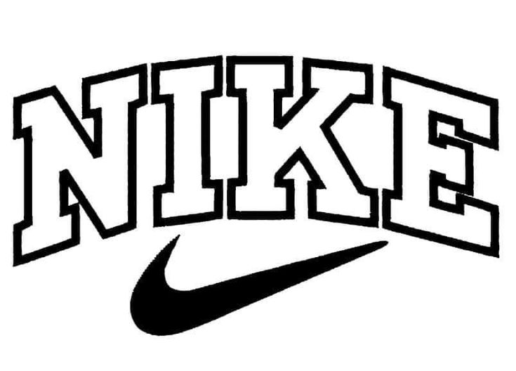 the nike logo is shown in black and white, with letters that spell it out