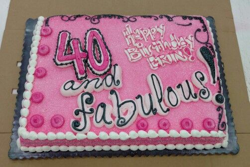 a pink birthday cake with the number forty and fabulous written on it