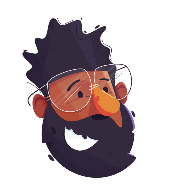 a cartoon character with glasses and a beard