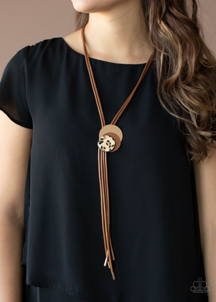 p2se-bnxx-180xx Brown Necklace Jewelry, Paparazzi Accessories Jewelry, Brown Necklace, Paparazzi Accessories, Disc Necklace, Chic Jewelry, Paparazzi Jewelry, Affordable Jewelry, Lariat Necklace