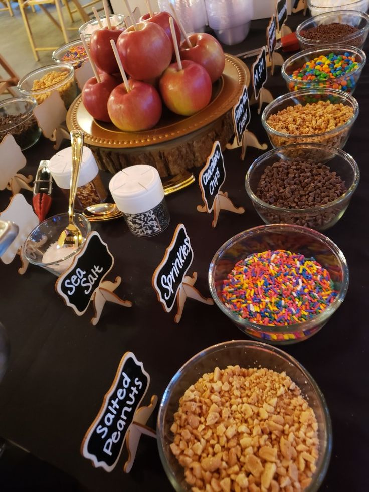 an assortment of desserts and snacks on a table