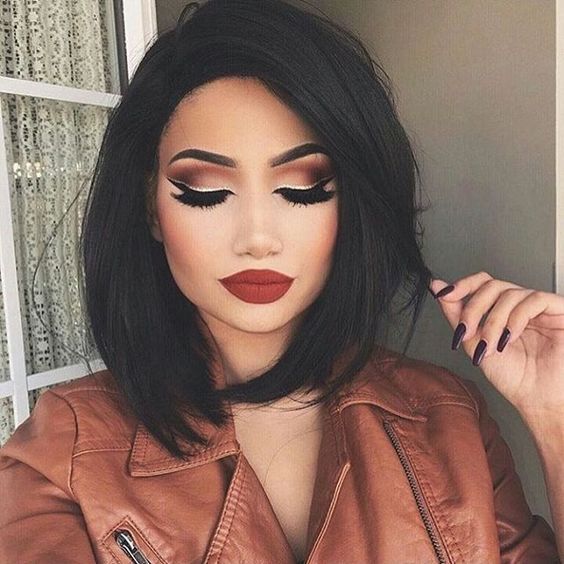 Bring out your inner rockstar with these vampy plums, brick reds and blacks Makeup Cantik, Κούρεμα Bob, Bridget Bardot, Makijaż Smokey Eye, Fall Makeup, Red Lipstick, Prom Makeup, Gorgeous Makeup, Love Makeup