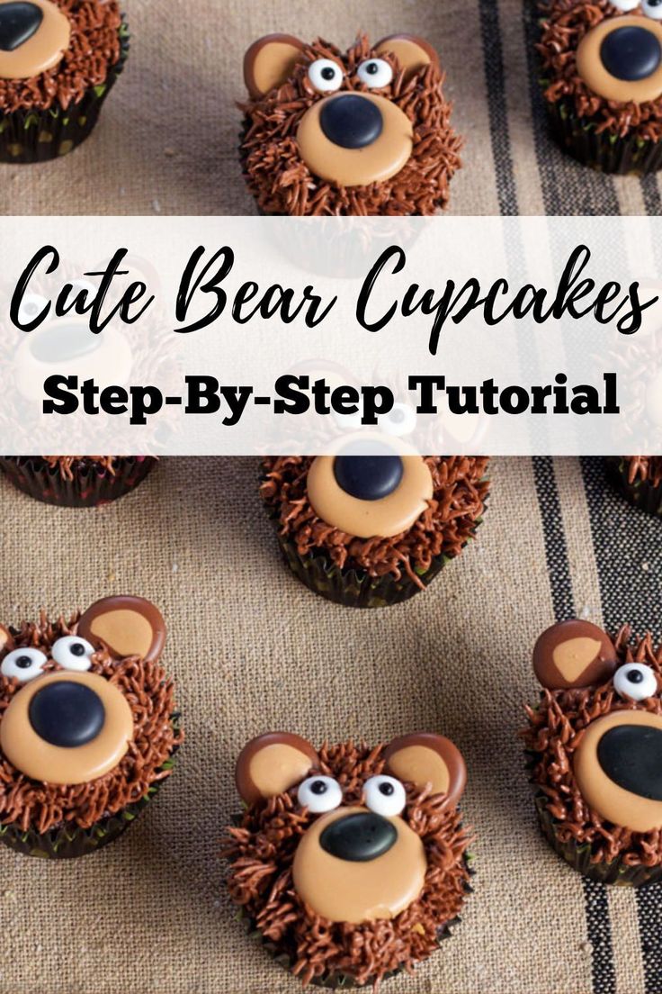 some cupcakes that have been decorated to look like bears