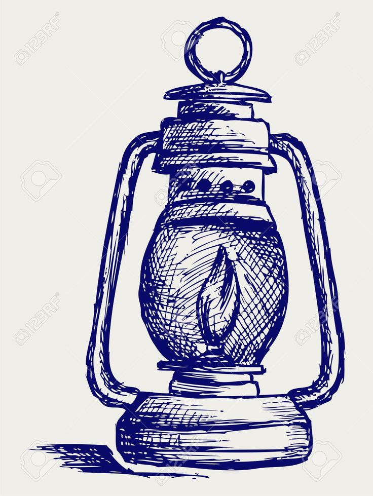 a sketched lantern with a candle inside on a white background stock photo - image