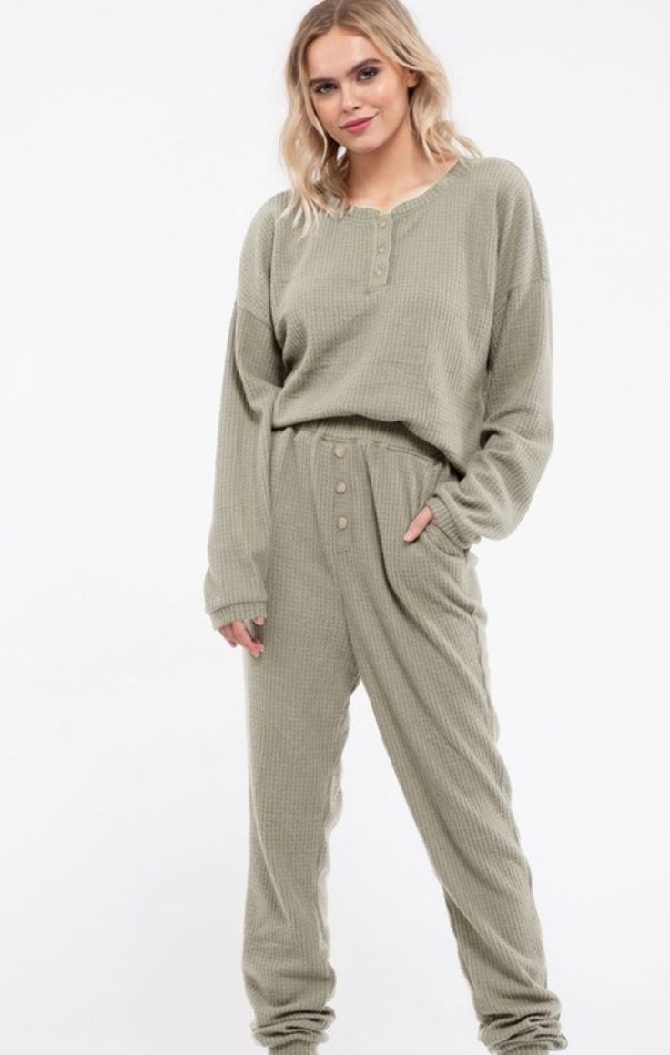 The Milan Lounge Set Olive Lounge, Present Over Perfect, Waffle Knit Top, Velvet Jacket, Fashion Joggers, Lounge Set, Lounge Sets, Knit Set, Waffle Knit