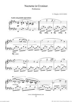 sheet music with the words nocture in c minore