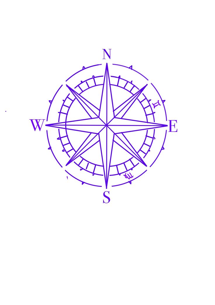 a blue and white drawing of a compass on a white background with the letter w in it's center