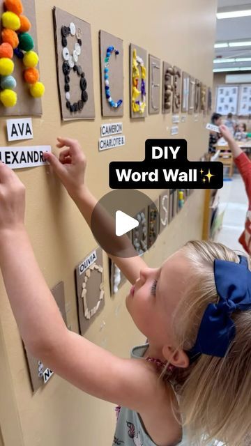 Elizabeth ✨ Preschool for You | DIY Word Wall✨ 

Why make your own word wall rather than purchasing pre made letters? Let me list the ways… the kids are taking an active... | Instagram Preschool Word Wall Ideas, Preschool Word Walls, Word Wall Kindergarten, Thema Letters, Classroom Word Wall, Childcare Ideas, Preschool Names, Sensory Wall, Early Years Educator