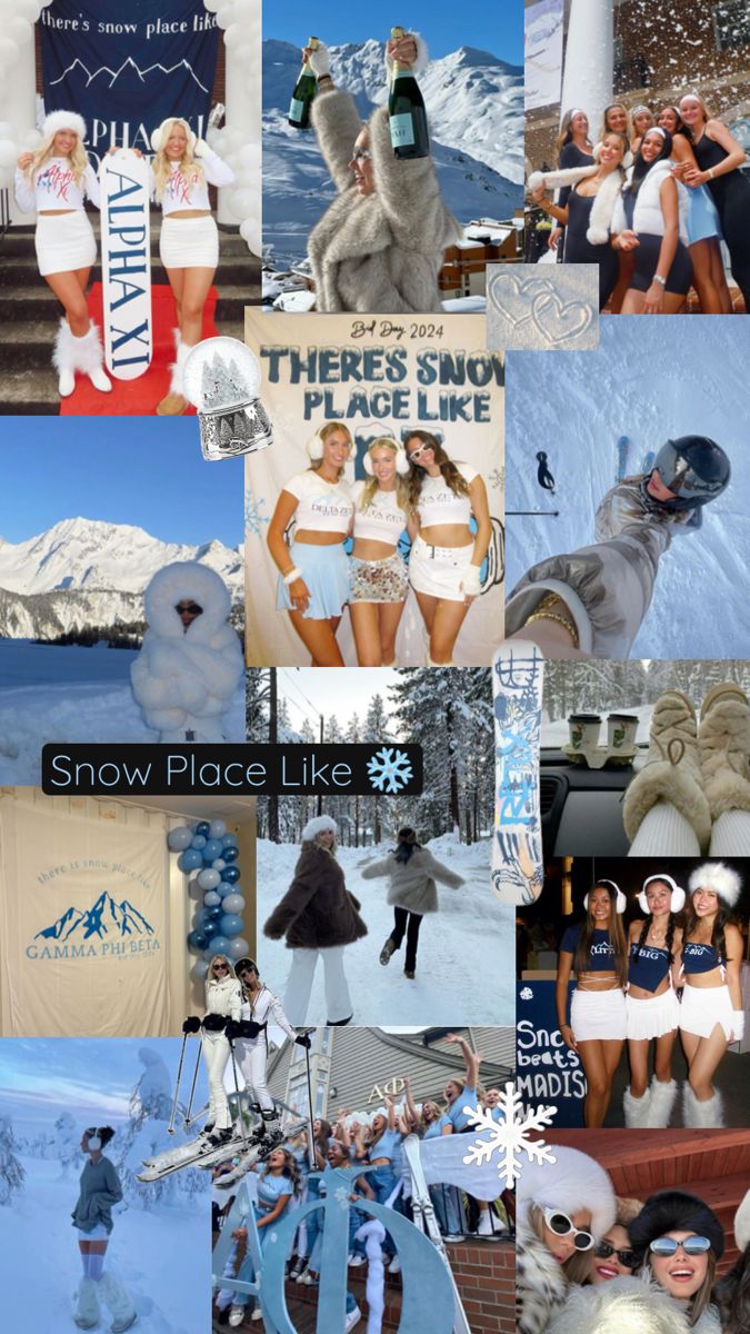 there is a collage of pictures with people dressed in snow clothes