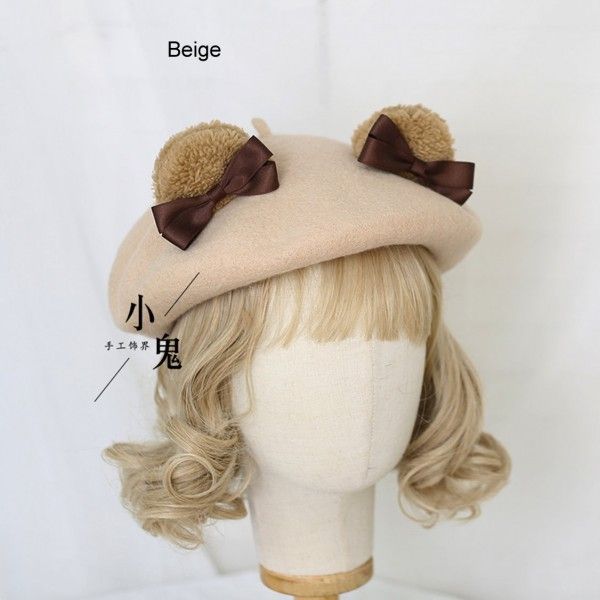 Bear Ears Hat, Beret Hat Bow, Kawaii Beret Hat, Cutecore Earmuffs, Cute Beret, Egl Accessories, Kawaii Hat, Kawaii Bear, Teddy Bear Clothes